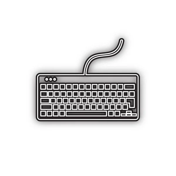 Teclado Sinal Simples Vector Ícone Preto Contorno Duplo Com Sombra — Vetor de Stock