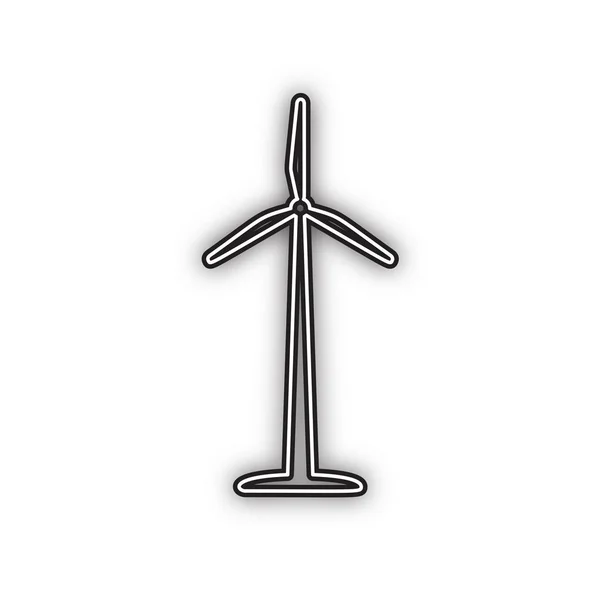 Logo Oder Schild Der Windkraftanlage Vektor Schwarzes Symbol Mit Doppelter — Stockvektor