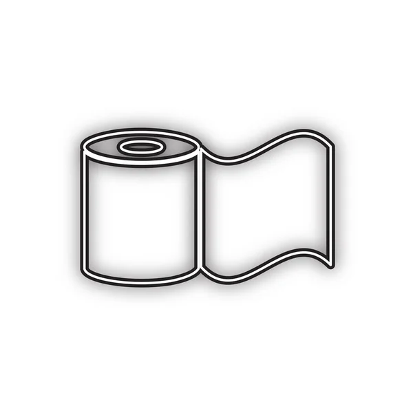 Туалетная Бумага Знак Вектор Двойной Контурный Черный Значок Мягкой Тенью — стоковый вектор