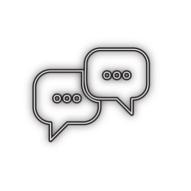 Konuşma baloncukları işareti. Vektör. Beyaz arka planda yumuşak gölgeli çift konturlu siyah simge. Izole.