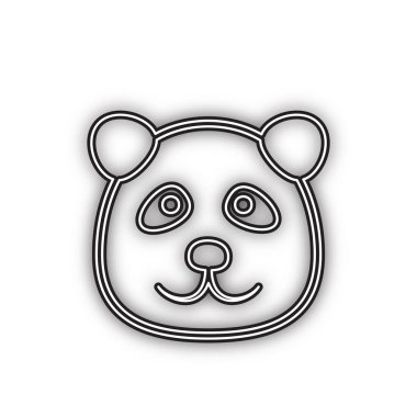 Panda işareti illüstrasyon. Vektör. Beyaz arka planda yumuşak gölgeli çift konturlu siyah simge. Izole.
