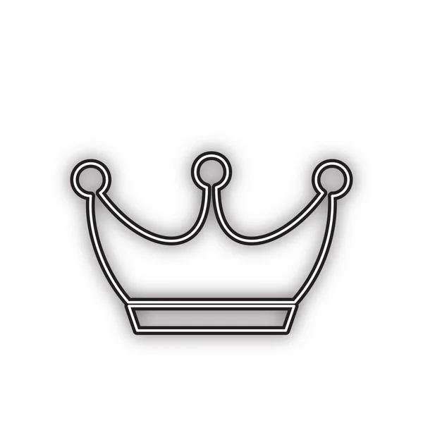 国王王冠标志 双轮廓黑色图标 白色背景为柔和阴影 — 图库矢量图片