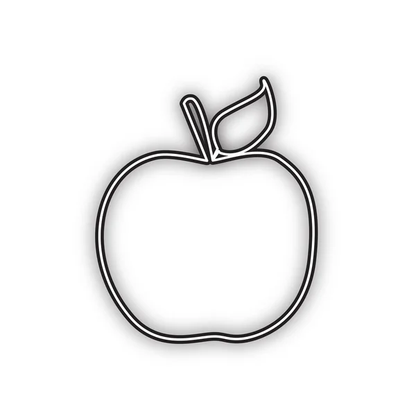 Ilustración Del Signo Apple Vector Icono Negro Doble Contorno Con — Vector de stock