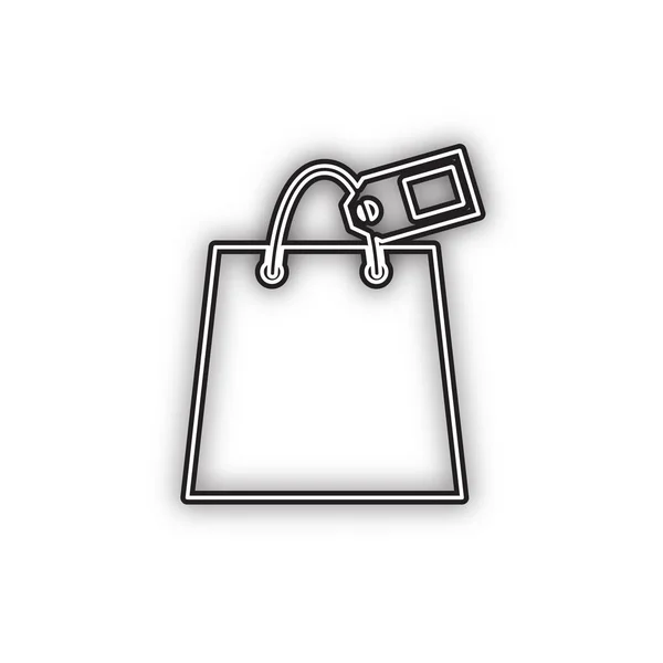 Einkaufstaschenschild Mit Anhänger Vektor Schwarzes Symbol Mit Doppelter Kontur Und — Stockvektor