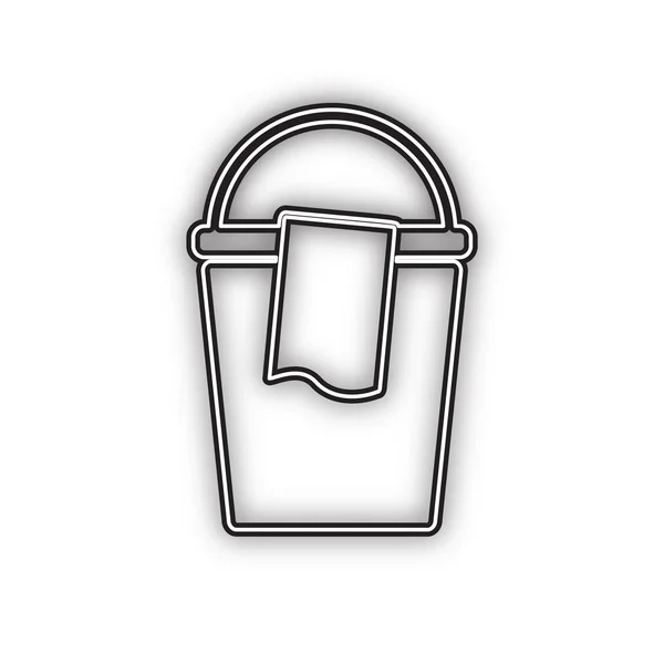 Seau Panneau Chiffon Vecteur Icône Noire Double Contour Avec Ombre — Image vectorielle