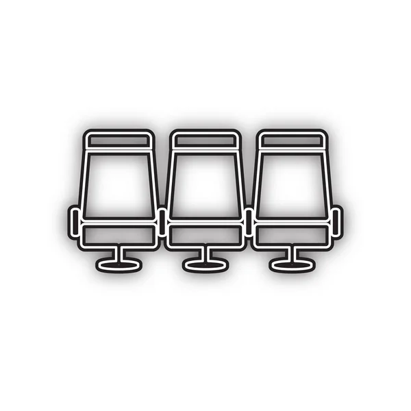 Αεροπλάνα Μεταφορά Καθισμάτων Εικόνα Πινακίδα Διάνυσμα Διπλό Περίγραμμα Μαύρου Εικονιδίου — Διανυσματικό Αρχείο