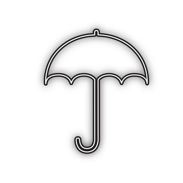 傘記号アイコン 雨保護記号 フラットなデザインスタイル ベクトル 白い背景に柔らかい影を持つ二重輪郭黒のアイコン — ストックベクタ