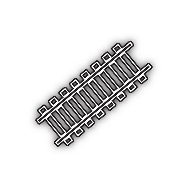 Panneau Ferroviaire Piste Tangente Vecteur Icône Noire Double Contour Avec — Image vectorielle