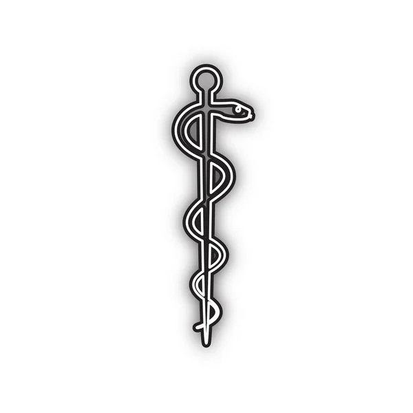 Символ Медицини Вектор Подвійна Контурна Чорна Піктограма Якою Тінь Білому — стоковий вектор