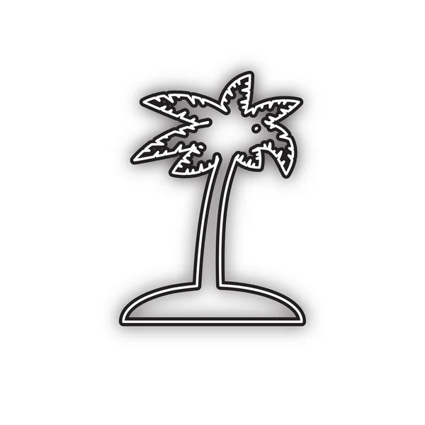 Знак Кокосовой Пальмы Вектор Двойной Контурный Черный Значок Мягкой Тенью — стоковый вектор