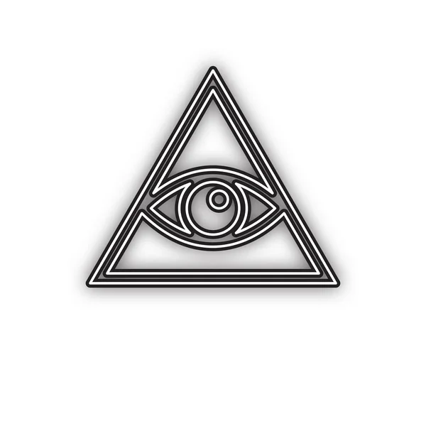 Todos Viendo Símbolo Pirámide Ocular Masón Espiritual Vector Icono Negro — Vector de stock