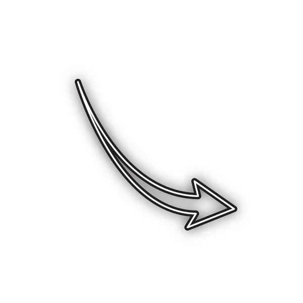 Klesající Znak Šipky Vektorové Dvojitá Ikona Obrysu Měkkým Stínem Bílém — Stockový vektor