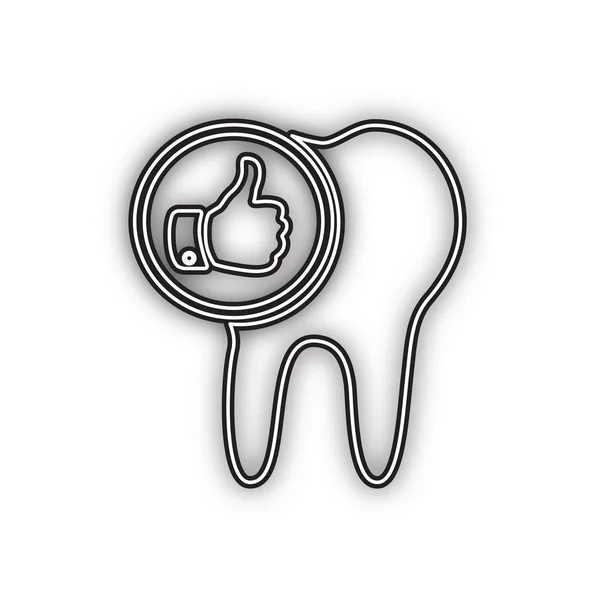 Знак Зуба Большим Пальцем Вверх Вектор Двойной Контурный Черный Значок — стоковый вектор