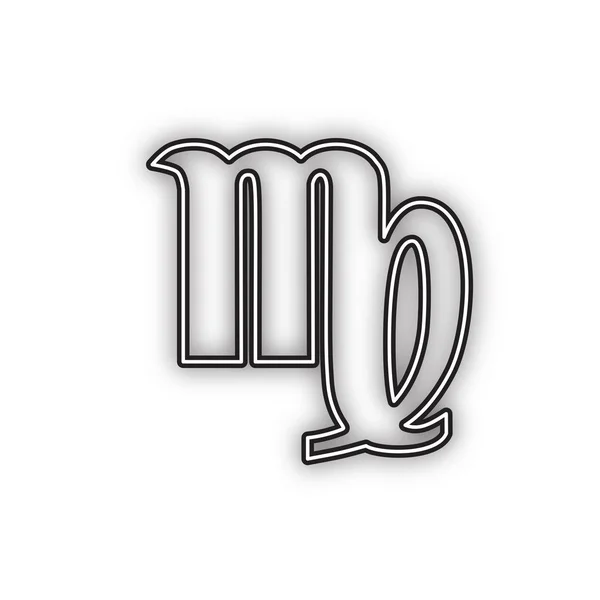 Иллюстрация Знака Девы Вектор Двойной Контурный Черный Значок Мягкой Тенью — стоковый вектор