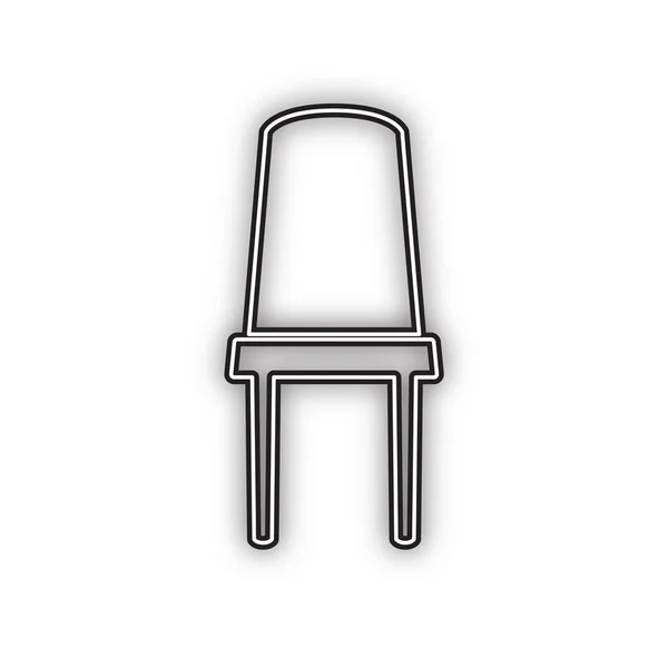 办公椅标志 双轮廓黑色图标 白色背景为柔和阴影 — 图库矢量图片