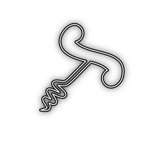 Corkscrew Ilustração Sinal Vector Ícone Preto Contorno Duplo Com Sombra — Vetor de Stock