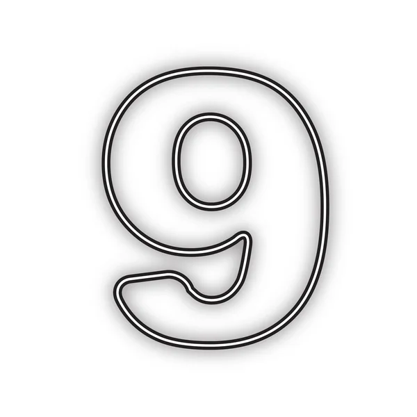 Nummer Zeichendesign Template Element Vektor Schwarzes Symbol Mit Doppelter Kontur — Stockvektor