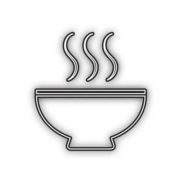 Signe Soupe Vecteur Icône Noire Double Contour Avec Ombre Douce — Image vectorielle