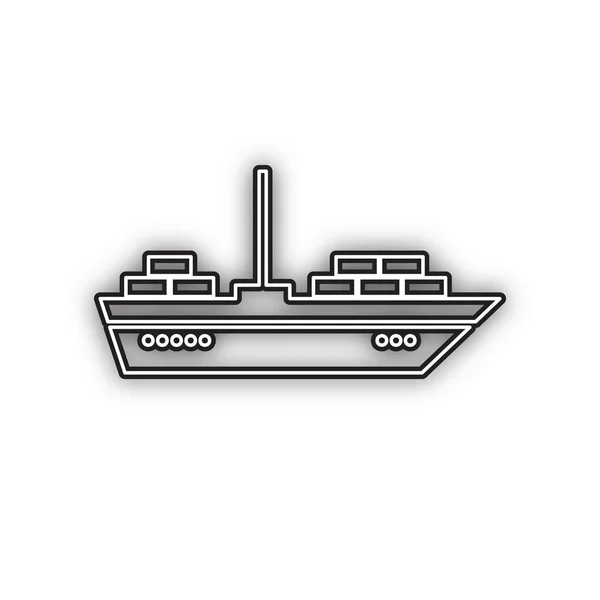 Иллюстрация Знака Корабля Вектор Двойной Контурный Черный Значок Мягкой Тенью — стоковый вектор