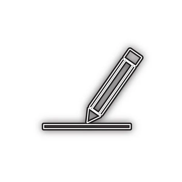 Олівець Знак Ілюстрація Вектор Подвійна Контурна Чорна Піктограма Якою Тінь — стоковий вектор