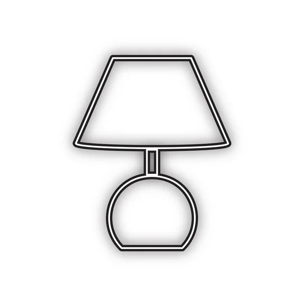 Ilustracja Znaku Lampy Wektor Podwójny Kontur Czarny Ikona Miękkim Cieniem — Wektor stockowy