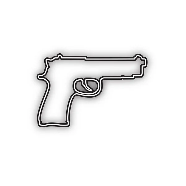 Signo Pistola Ilustración Vector Icono Negro Doble Contorno Con Sombra — Archivo Imágenes Vectoriales