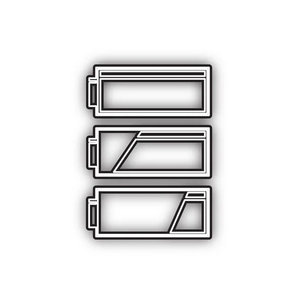 Jeu Indicateurs Niveau Charge Batterie Vecteur Icône Noire Double Contour — Image vectorielle