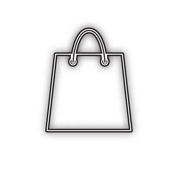 ショッピングバッグイラスト ベクトル 白い背景に柔らかい影を持つ二重輪郭黒のアイコン — ストックベクタ