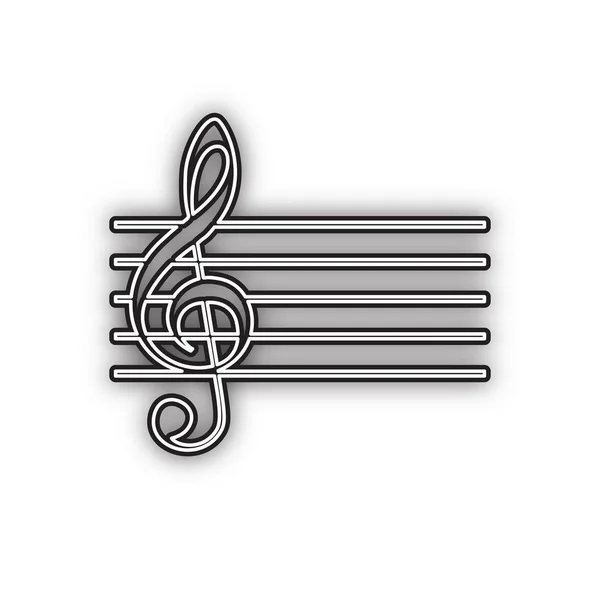 Notenschlüssel Zeichen Schlüssel Vektor Schwarzes Symbol Mit Doppelter Kontur Und — Stockvektor