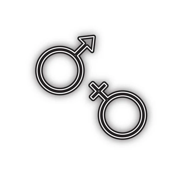 Sex Symbol Sign Vector Double Contour Black Icon Soft Shadow — Stock Vector