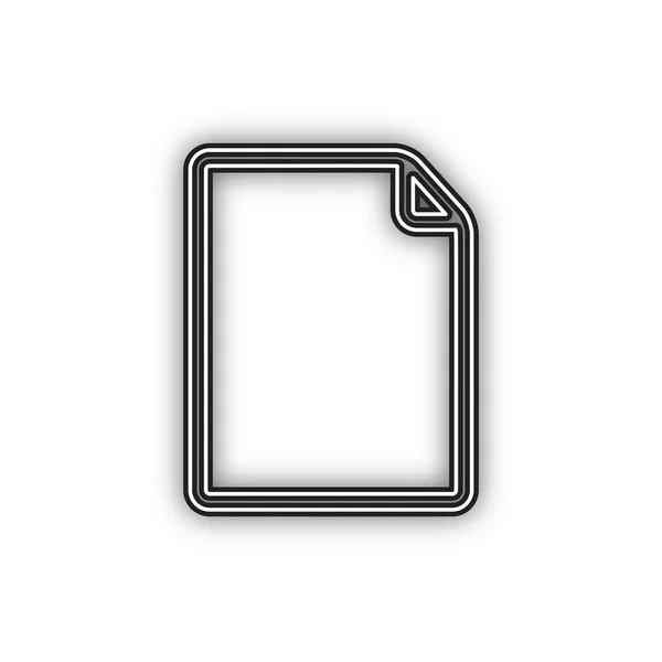 縦型ドキュメント記号の図 ベクトル 白い背景に柔らかい影を持つ二重輪郭黒のアイコン — ストックベクタ