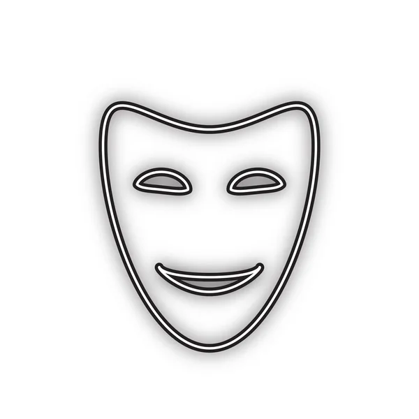 Masques Théâtraux Comiques Vecteur Icône Noire Double Contour Avec Ombre — Image vectorielle