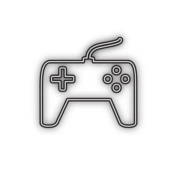 Signo Simple Joystick Vector Icono Negro Doble Contorno Con Sombra — Vector de stock