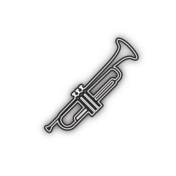 Musikinstrument Trompetenzeichen Vektor Schwarzes Symbol Mit Doppelter Kontur Und Weichem — Stockvektor
