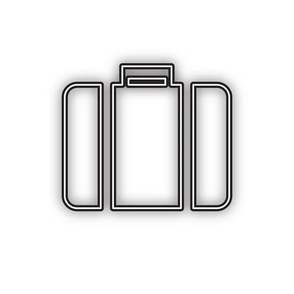 Illustration Mallette Vecteur Icône Noire Double Contour Avec Ombre Douce — Image vectorielle