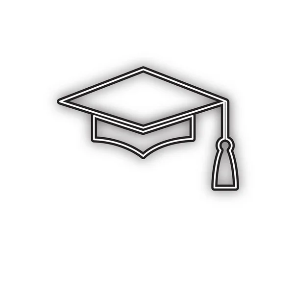 Mortel Board Graduation Cap Onderwijs Symbool Vector Dubbel Contour Zwart — Stockvector