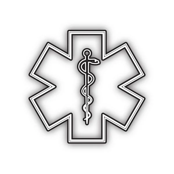 Medical Symbol Emergency Star Life Border Vector Double Contour Black — Stock Vector