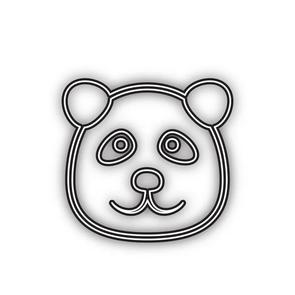 熊猫标志插图 双轮廓黑色图标 白色背景为柔和阴影 — 图库矢量图片
