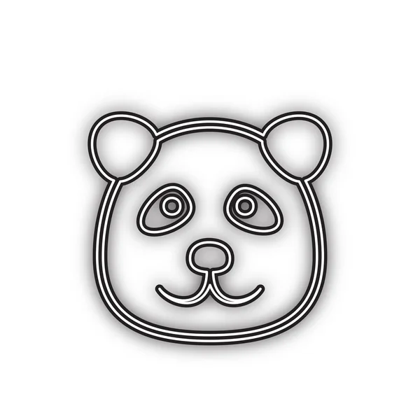 Panda Teken Illustratie Vector Dubbel Contour Zwart Pictogram Met Zachte — Stockvector