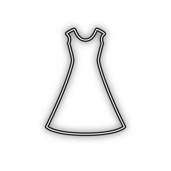Beautiful Long Dress Sign Vector Double Contour Black Icon Soft — Stock Vector