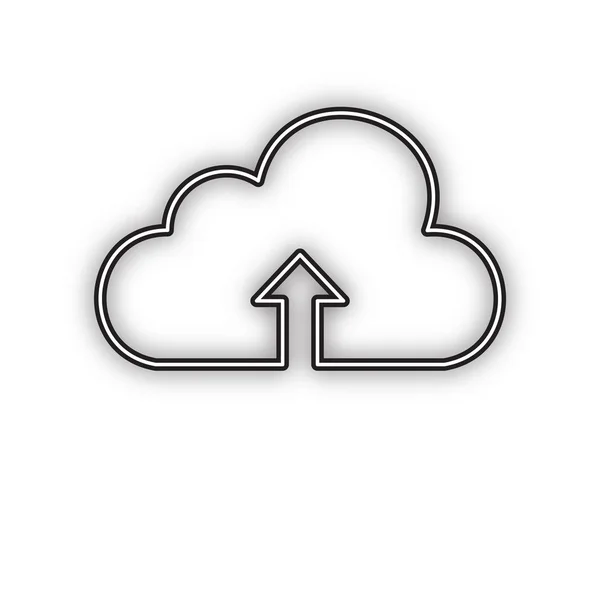 Cloud Technologie Ondertekenen Vector Dubbel Contour Zwart Pictogram Met Zachte — Stockvector