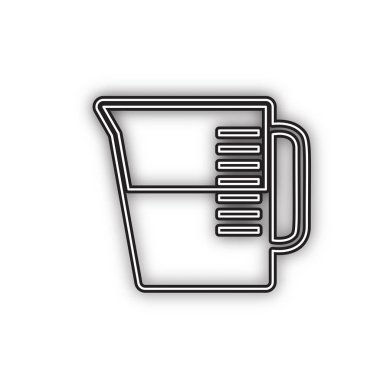 Beher işareti. Vektör. Beyaz arka planda yumuşak gölgeli çift konturlu siyah simge. Izole.