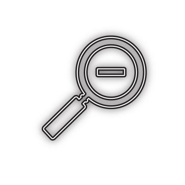 Zoom işareti illüstrasyonu. Vektör. Beyaz arka planda yumuşak gölgesi olan çift hatlı siyah simge. İzole edilmiş.