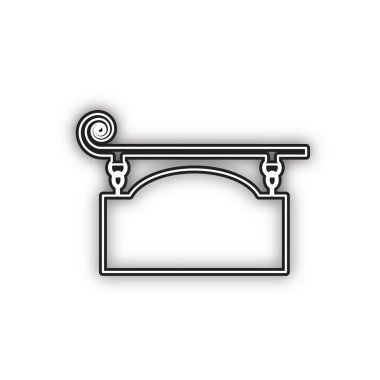 Eski moda tasarım için demir işaretiydi. Vektör. Beyaz arka planda yumuşak gölgesi olan çift hatlı siyah simge. İzole edilmiş.