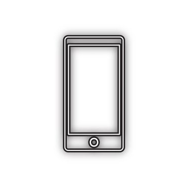 Boş ekranile soyut stil modern gadget. Herhangi bir içerik için şablon. Vektör. Beyaz arka planda yumuşak gölgeli çift konturlu siyah simge. Izole.