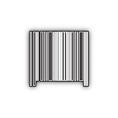 Barkod işareti. Vektör. Beyaz arka planda yumuşak gölgeli çift konturlu siyah simge. Izole.