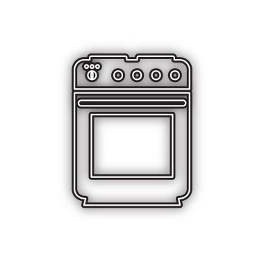 Sobay işareti. Vektör. Beyaz arka planda yumuşak gölgeli çift konturlu siyah simge. Izole.