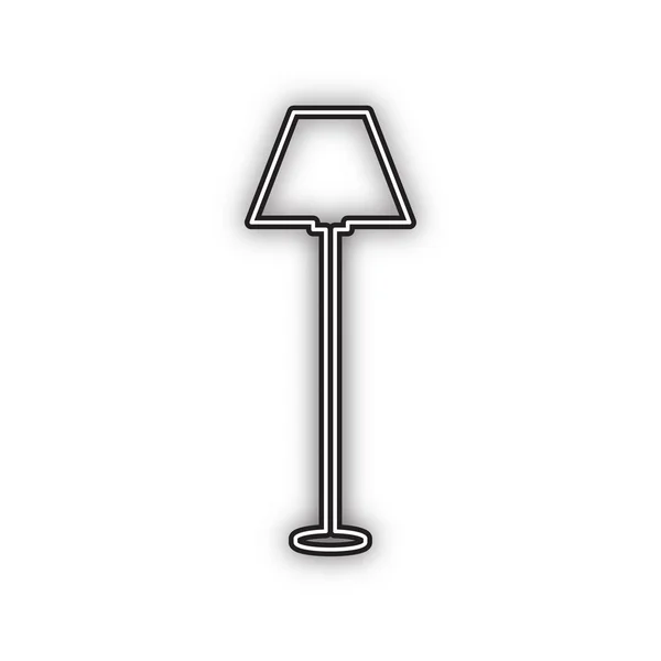 Lâmpada Sinal Simples Vector Ícone Preto Contorno Duplo Com Sombra — Vetor de Stock