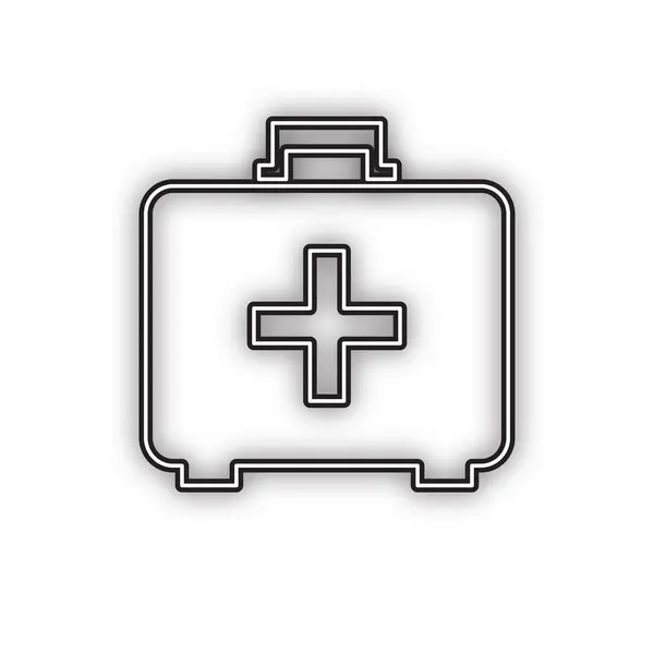 Medical First Aid Box Sign Vector Double Contour Black Icon — Stock Vector