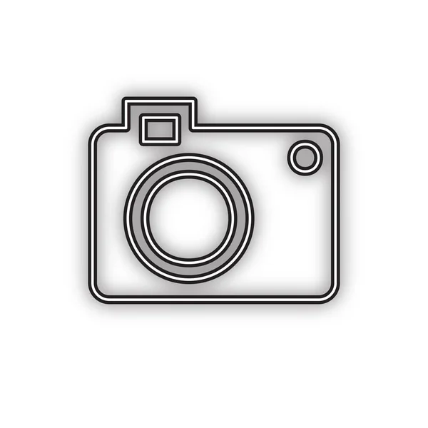 Digitale Camera Teken Vector Dubbel Contour Zwart Pictogram Met Zachte — Stockvector